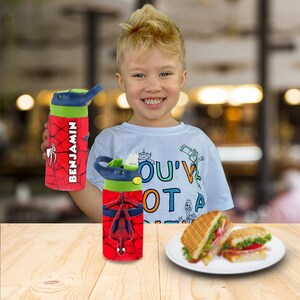Personalized Spider-Man Kids Water Bottle – 750ml Flip Top Straw Bottle For School & Sports - View #3