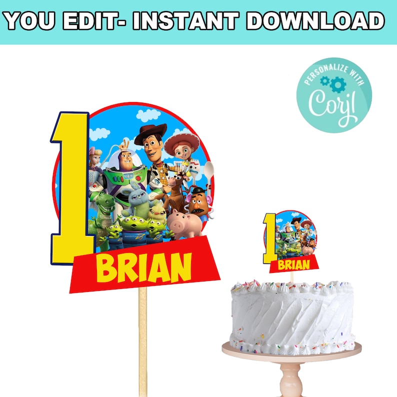 Toy Story Cake Topper Selfediting Instant Download Etsy