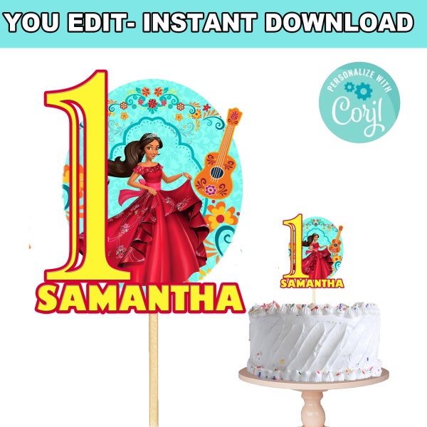 Elena of Avalor Cake Topper | Self-Editing | Instant Download