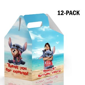 Scatola portaconfetti Lilo & Stitch Candy Gable per bomboniere a tema film, confezione da 12 - 4,4x4,5 pollici