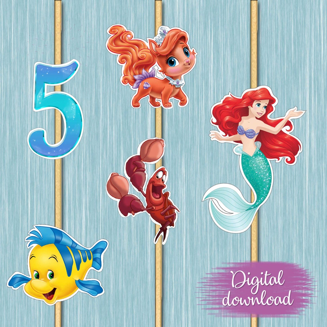 The Little Mermaid Cake Topper Images - Party Decoration - YOU PRINT - Etsy