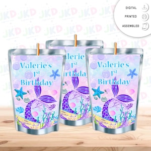 Mermaid Tail Juice Pouch Label Sticker or Complete Custom Juice Pouches for Kids Birthday Party Favor Decor