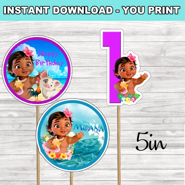 Baby Moana Centerpieces Instant Download- YOU PRINT