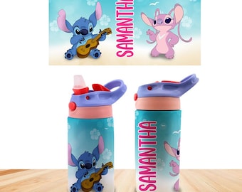 Custom Kids Water Bottle Personalized Toddler Insulated Tumbler 12oz Stitch