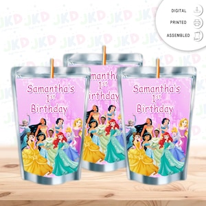 Princesses Juice Pouch Label Sticker or Complete Custom Juice Pouches for Kids Birthday Party Favor Decor