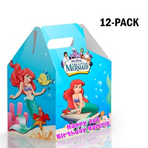 Boîte de bonbons à pignon La petite sirène pour cadeaux d'anniversaire, lot de 12 - 4,4 x 4,5 pouces #2