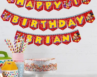 Bannière d'anniversaire Mickey Mouse Roadster Racers pour décoration murale de fête personnalisée avec ruban inclus