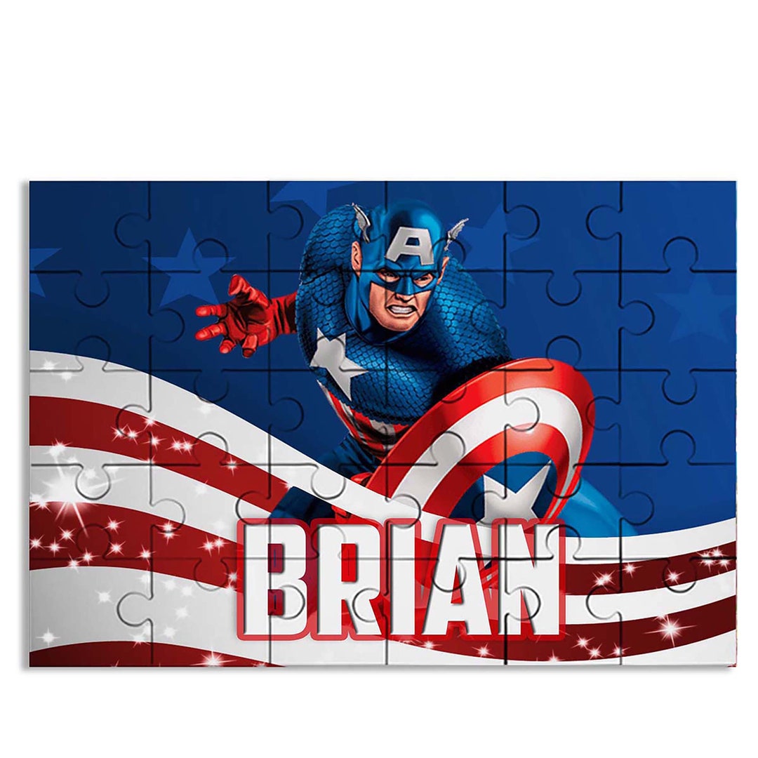 Captain America Jigsaw Puzzle With Name 30pcs 7.5x9.5in Etsy