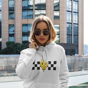 Happy So Far, Melted Smiley, Checkered Hoodie