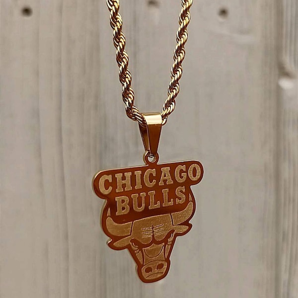 Chicago Bulls Pendant Necklace with Engraved Quote "Run with Us" NBA Gift , NBA Pendant Basketball Fan Gift