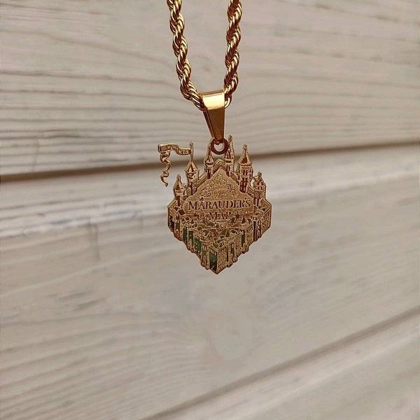 Harry Potter Marauders Map 'I solemnly swear that I am up to no good'' Pendant Gold/Silver 18k Gift