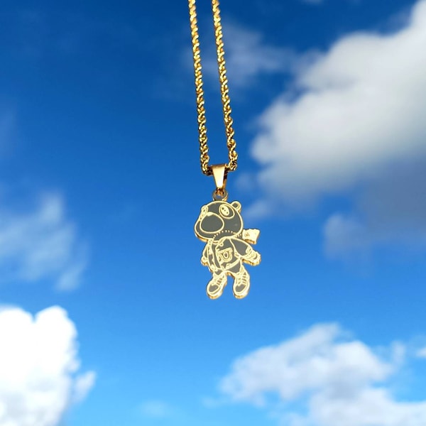 Kanye West Graduation Album Bear Necklace Pendant 18K Gold/Silver- Custom Engraving