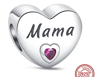 Pendentif maman coeur en argent sterling 925 avec breloque Pandora pour la fête des mères