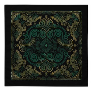 Dark green paisley print bandana | handkerchief | scarf | paisley | original design | vintage