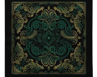 Dark green paisley print bandana | handkerchief | scarf | paisley | original design | vintage