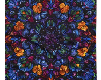Limited edition stained glass bandana, Tapestry, Handkerchief, Scarf, , Pocket Square, deluxe design.