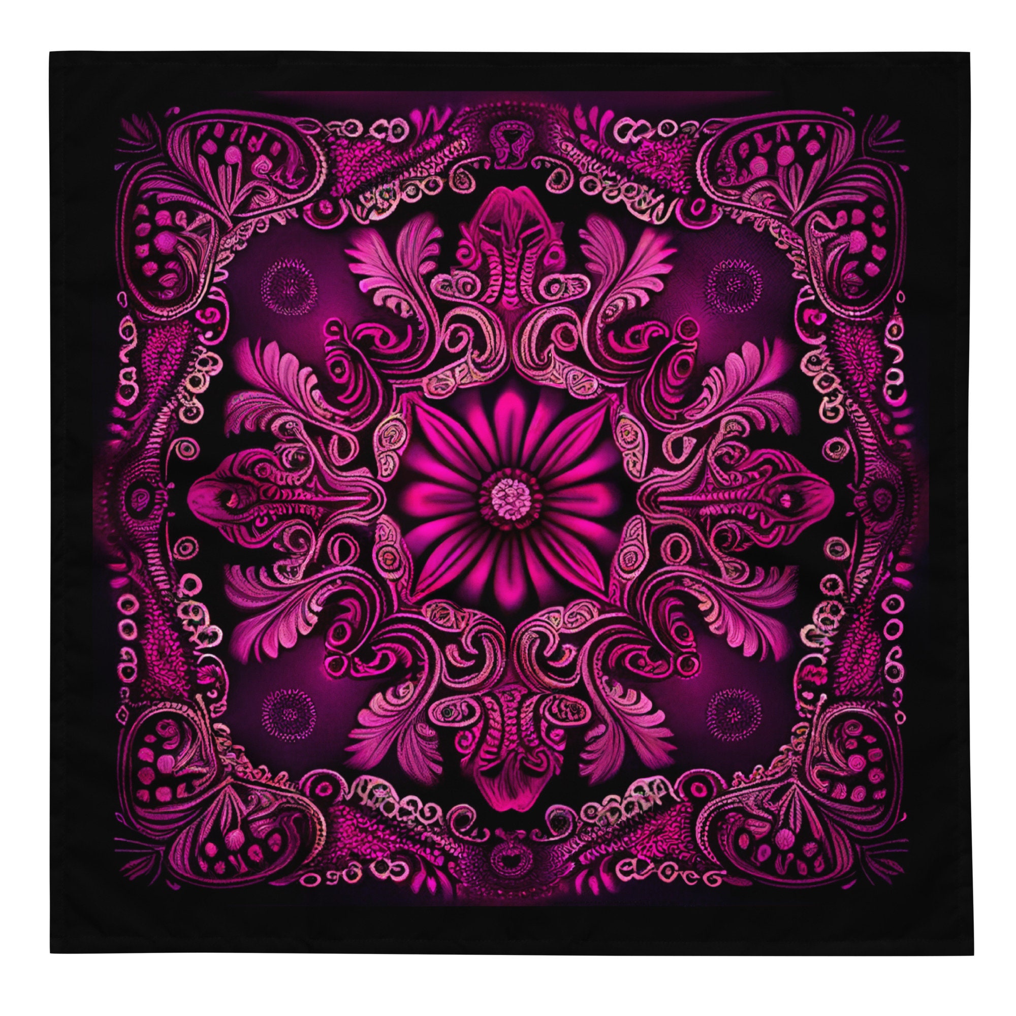 Pink Floral Paisley Bandana | Handkerchief | Scarf | Custom