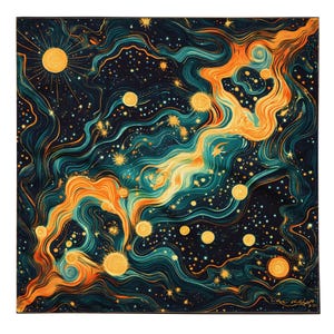 Celestial Bandana, Tapestry, Handkerchief, Neck Scarf, House decoration, Pocket Square, deluxe design.