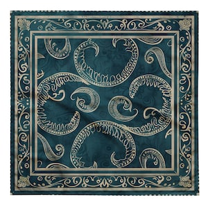 Limited classical blue paisley Bandana, Handkerchief, Neck Scarf, House decoration, Pocket Square, deluxe design.