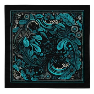 Teal Floral Paisley bandana | handkerchief | scarf | custom designs | original