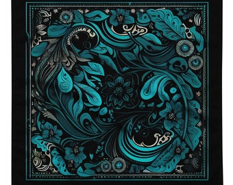 Teal Floral Paisley bandana | handkerchief | scarf | custom designs | original