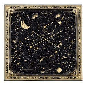 Celestial Bandana, Tapestry, Handkerchief, Neck Scarf, House decoration, Pocket Square, deluxe design.