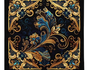 Blue and Gold Paisley bandana | handkerchief | scarf | paisley | original design | vintage
