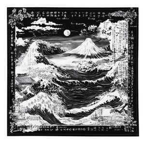 Japanische Landschaftskunst Bandana, Wandtuch, Taschentuch, Halstuch, Hausdekoration, Einstecktuch, deluxe Design.