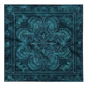 Custom Light blue paisley Bandana, Handkerchief, Neck Scarf, House decoration, Pocket Square, deluxe design.