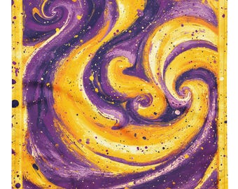Purple and Gold Swirly Bandana, Tapestry, Handkerchief, Neck Scarf, House decoration, Pocket Square