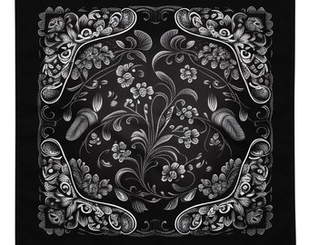 Schwarz Blumen Paisley Bandana | Taschentuch | Schal | individuelle Designs | Original