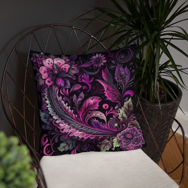 Pink Floral Pillow | Decorative Décor | Pre Stuffed | Living Room, Bed Room | Collection 2 of 2
