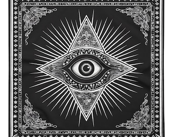 All Seeing Eye Bandana, Tapestry, Handkerchief, Neck Scarf, House decoration, Pocket Square, deluxe design.