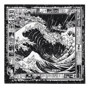 Japanische Welle Bandana, Tapisserie, Taschentuch, Halstuch, Hausdekoration, Einstecktuch, deluxe Design.