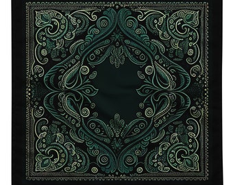 Dark Green bandana | handkerchief | scarf | paisley | original design | vintage