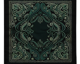 Dark Green bandana | handkerchief | scarf | paisley | original design | vintage