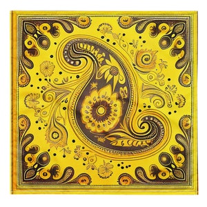 Yellow paisley bandana | handkerchief | scarf | vintage | classic | original