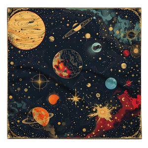 All-over print bandanaaCelestial Bandana, Tapestry, Handkerchief, Neck Scarf, House decoration, Pocket Square, deluxe design.