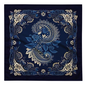 Blue Paisley bandana | handkerchief | scarf | custom designs | original