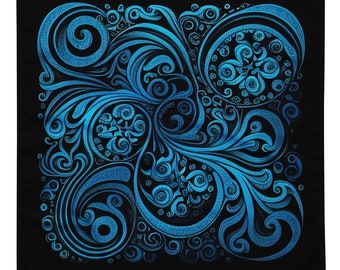 Bandana blue wavy, neck bandana scarf, pocket square, soft bandanas, headpiece, high quality, for him and her
