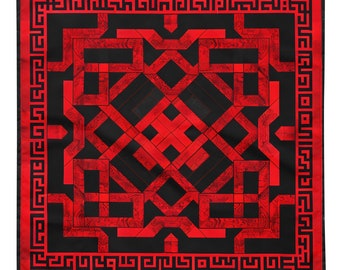 Limited edition keffiyeh inspired red and black bandana, Handkerchief, Neck Scarf, House decoration, Pocket Square, deluxe design.