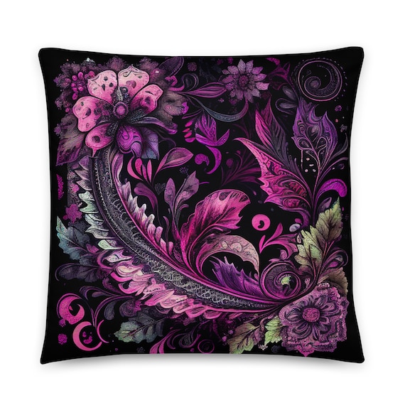 Pink Floral Pillow | Decorative Décor | Pre Stuffed | Living Room, Bed Room | Collection 2 of 2
