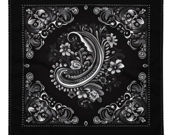 Black Paisley bandana | handkerchief | scarf | paisley | original design | vintage