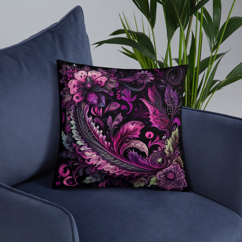 Pink Floral Pillow | Decorative Décor | Pre Stuffed | Living Room, Bed Room | Collection 2 of 2