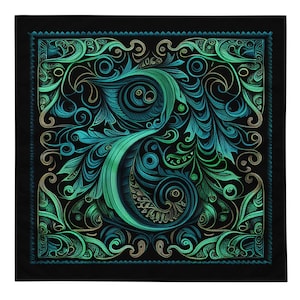 Blue and Green Paisley bandana | handkerchief | scarf | paisley | original design | vintage