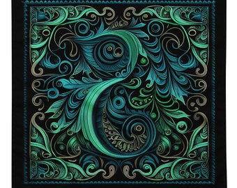 Blue and Green Paisley bandana | handkerchief | scarf | paisley | original design | vintage