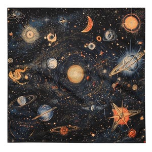 Celestial Bandana, Tapestry, Handkerchief, Neck Scarf, House decoration, Pocket Square, deluxe design.