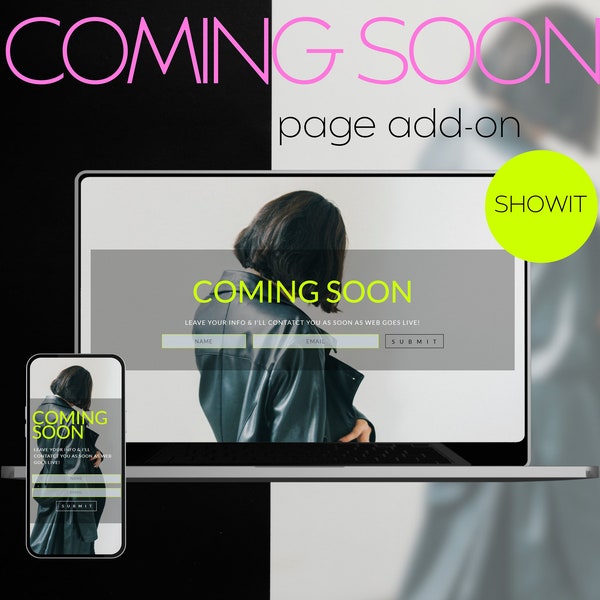 COMING SOON landing page add-on | Suited for Showit websites | Fully customizable modern design | Easy to use | Responsive on all devices