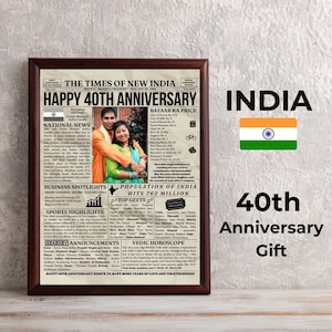 40. Jahrestags-Geschenk-Ideenplakat, Indien Hindu Sikh Punjabi 40. Hochzeitsgeschenk Männer oder Frauen, Indien Shaadi Zeichenplakat, Desi Punjabi