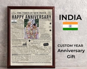 Custom Couple's Anniversary Gift Idea Parents, India Hindu Sikh Punjabi ANY YEAR Wedding Gift for Mom Dad, Desi Shaadi Marriage Sign Poster